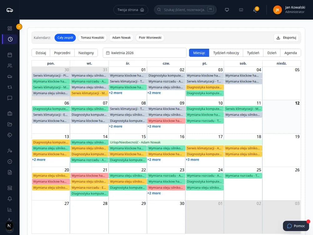 Kalendarz rezerwacji online z sync Google Calendar